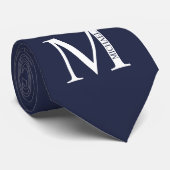 Navy Blue gepersonaliseerd monogram en naam Stropd Stropdas (Opgerold)