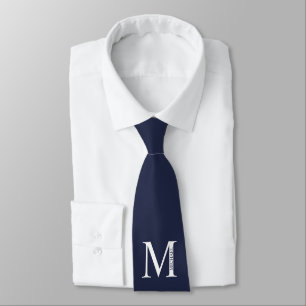 Navy Blue gepersonaliseerd monogram en naam Stropd Stropdas
