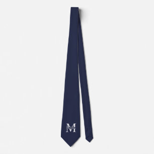 Navy Blue - gepersonaliseerd monogram en naam Stropdas