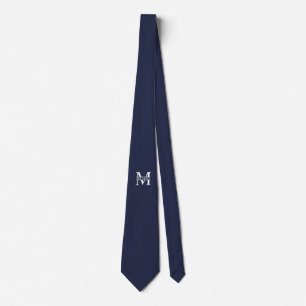 Navy Blue - gepersonaliseerd monogram en naam Stropdas