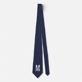 Navy Blue - gepersonaliseerd monogram en naam Stropdas (Voorkant)