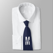 Navy Blue - gepersonaliseerd monogram en naam Stropdas (Gebonden)