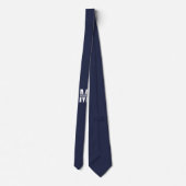 Navy Blue - gepersonaliseerd monogram en naam Stropdas (Achterkant)