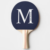 Navy Blue - gepersonaliseerd monogram en naam Tafeltennisbatje (Voorkant)