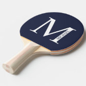 Navy Blue - gepersonaliseerd monogram en naam Tafeltennisbatje (Voorkant Gekanteld)