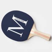 Navy Blue - gepersonaliseerd monogram en naam Tafeltennisbatje (Zijkant)