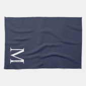 Navy Blue - gepersonaliseerd monogram en naam Theedoek (Horizontaal)