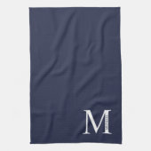 Navy Blue - gepersonaliseerd monogram en naam Theedoek (Verticaal)