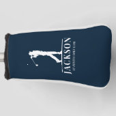 Navy Blue gepersonaliseerd monogram Golfheadcover (Voorkant)