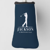Navy Blue gepersonaliseerd monogram Golfheadcover (Draai 90)