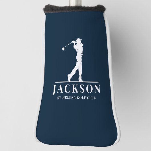Navy Blue gepersonaliseerd monogram Golfheadcover (Draai 90)