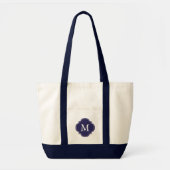 Navy Blue - gepersonaliseerd Quatrefoil Monogram Tote Bag (Voorkant)