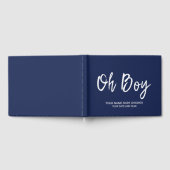 Navy Blue Gepersonaliseerde Baby Boy Shower Guestb Gastenboek (Volledig)