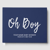 Navy Blue Gepersonaliseerde Baby Boy Shower Guestb Gastenboek (Voorkant)