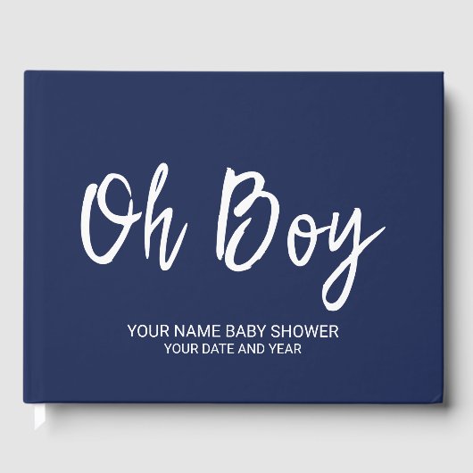 Navy Blue Gepersonaliseerde Baby Boy Shower Guestb Gastenboek (Voorkant)