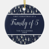 Navy Blue - Gepersonaliseerde familie van vijf der Keramisch Ornament (Voorkant)
