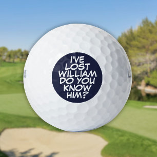 Navy Blue gepersonaliseerde grappige stripboek ver Golfballen
