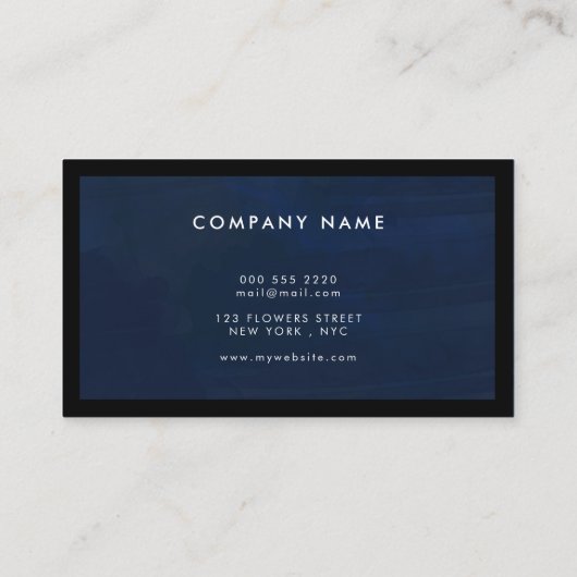 Navy Blue - gepersonaliseerde Luxury Modern Elegan Visitekaartje (Achterkant)