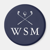 Navy Blue gepersonaliseerde Monogram Golf Clubs Magneet (Voorkant)