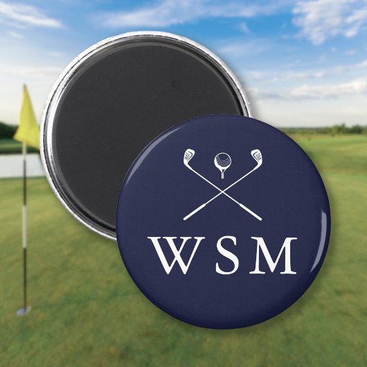 Navy Blue gepersonaliseerde Monogram Golf Clubs Magneet