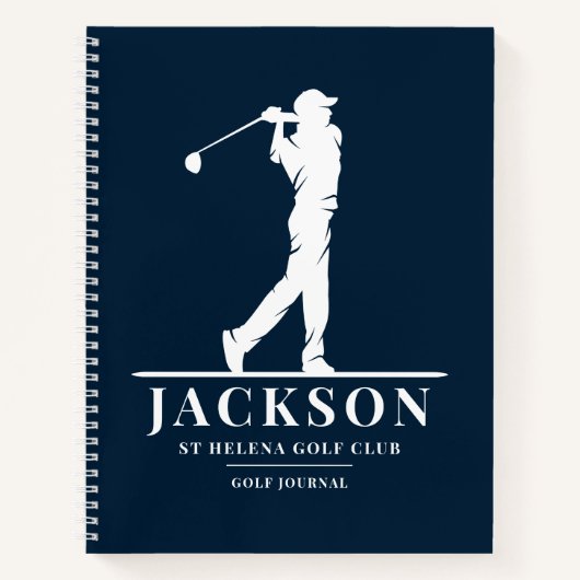 Navy Blue gepersonaliseerde Monogram Golf Journal Notitieboek (Voorkant)