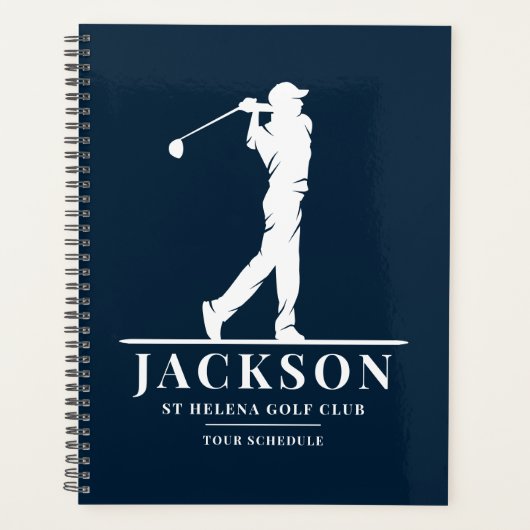 Navy Blue gepersonaliseerde Monogram Golf Planner (Voorkant)