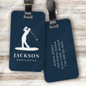 Navy Blue Gepersonaliseerde Monogram Golfer Logo Bagagelabel