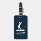 Navy Blue Gepersonaliseerde Monogram Golfer Logo Bagagelabel (Voorkant verticaal)