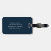 Navy Blue Gepersonaliseerde Monogram Golfer Logo Bagagelabel (Achterkant horizontaal)