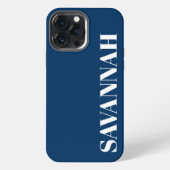 Navy Blue gepersonaliseerde naam eenvoudig iPhone Hoesje (Achterkant)