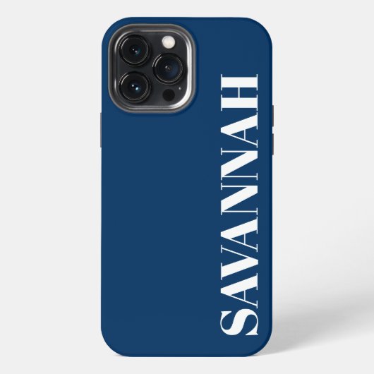 Navy Blue gepersonaliseerde naam eenvoudig iPhone Hoesje (Achterkant)