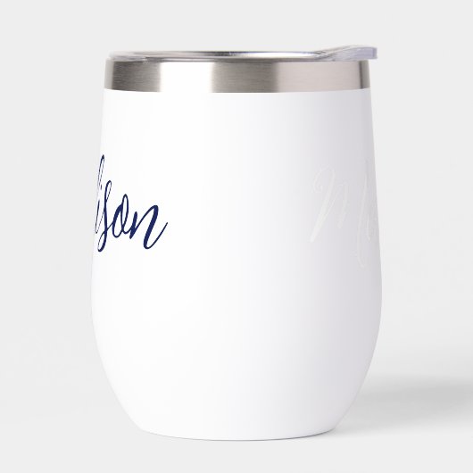 Navy Blue Gepersonaliseerde Naam in Cursief Script (Links)