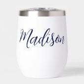 Navy Blue Gepersonaliseerde Naam in Cursief Script (Voorkant)