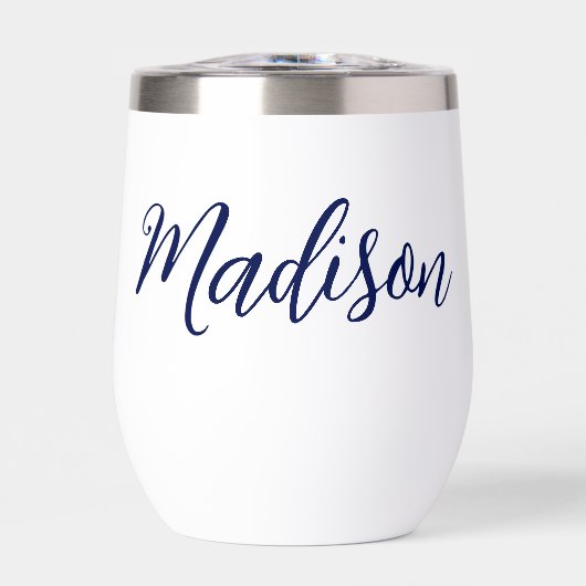 Navy Blue Gepersonaliseerde Naam in Cursief Script (Voorkant)