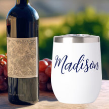 Navy Blue Gepersonaliseerde Naam in Cursief Script