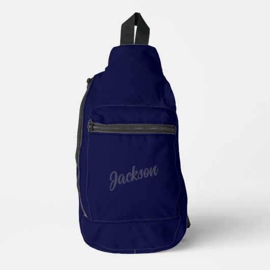 Navy BLue gepersonaliseerde naam Mannen Sling Bag (Voorkant)