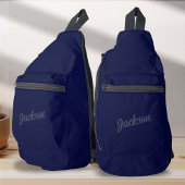 Navy BLue gepersonaliseerde naam Mannen Sling Bag