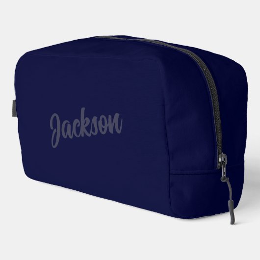 Navy BLue gepersonaliseerde naam Mannen Toilettasje (Rechterhoek)