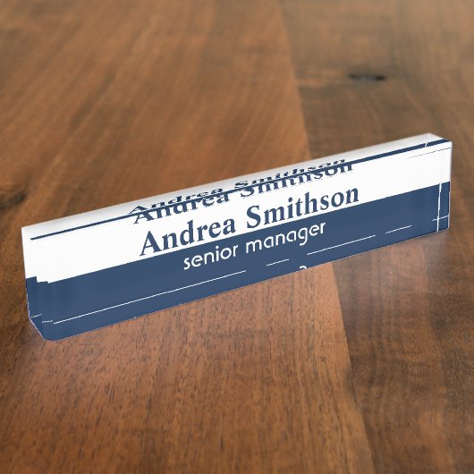 Navy blue gepersonaliseerde naam naambordje (Zijkant)