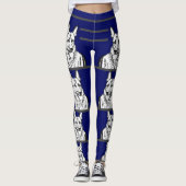 Navy Blue German Shepherd Dog Leggings (Voorkant)