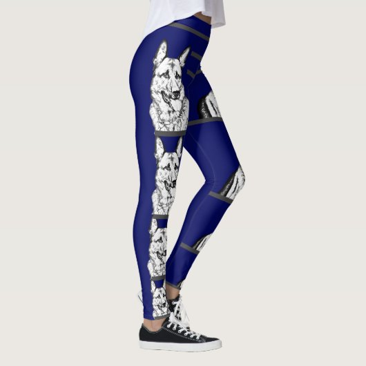 Navy Blue German Shepherd Dog Leggings (Rechts)
