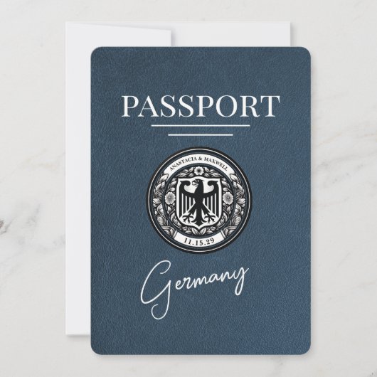 Navy Blue Germany Passport Bewaar de datum Save The Date (Voorkant)