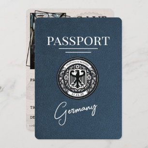 Navy Blue Germany Passport Bewaar de datum Save The Date