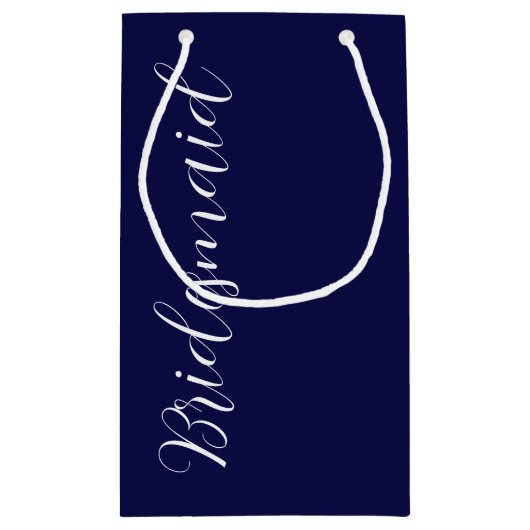 Navy Blue gestileerde script bruiloft bruidsmeisje Klein Cadeauzakje (Achterkant)