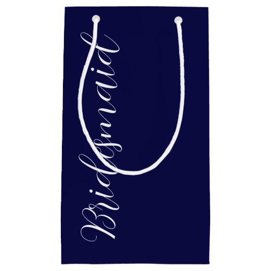 Navy Blue gestileerde script bruiloft bruidsmeisje Klein Cadeauzakje (Voorkant)