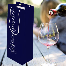 Navy Blue gestileerde script bruiloft Groomsman Wijn Cadeautas