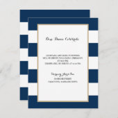 Navy Blue Gestreept met goud | Ontvangst Kaart (Voorkant / Achterkant)