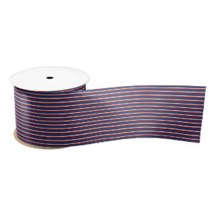 Navy Blue Gestreepte Minimalistische Vintage Elega Satijnen Lint