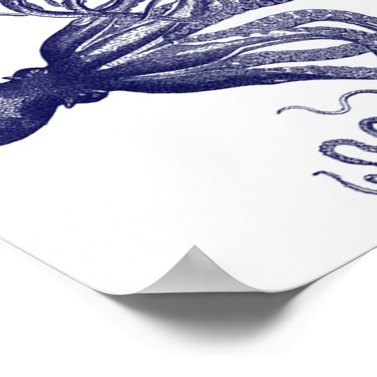Navy Blue Giant Octopus Poster (Hoek)