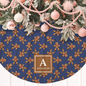Navy Blue Gingerbread Man Monogram Kerstmis Kerstboom Rok